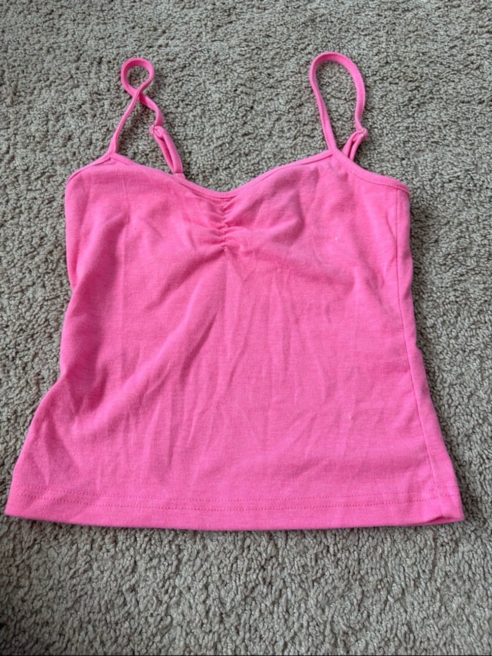 Edikted Hot Pink Ruched Spaghetti Strap Makena Cinched Tank Top (worn once)